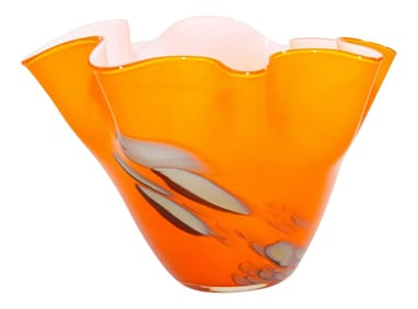 Mid 20th Century Murano Venetian Fulvio Bianconi Freeform Vase Orange