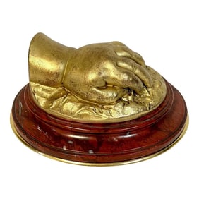 19th C French Gilt Bronze Model of a Resting Hand, Attributed to Barbedienne