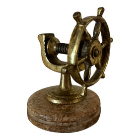 Vintage English Brass Ship's Wheel Nutcracker