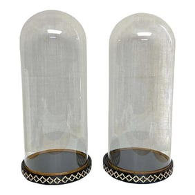 Late 20th Century English Victorian Glass Display Domes/ Cloches with Stands - A Pair