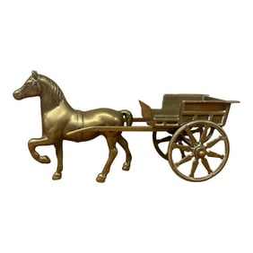 Vintage English Brass Horse and Cart