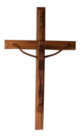 1980s Wooden Hand Turned Jesus on the Cross