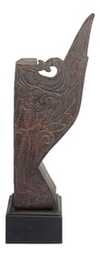 Architectural Carved Wood Temple Fragment from India