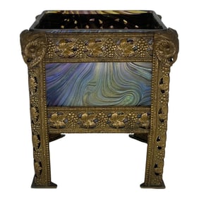 Art Nouveau Austrian Art Glass and Bronze Vase