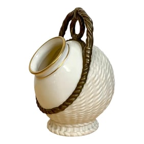 Late 19th Century Royal Worcester Aesthetic Basketweave Amphora Spill Vase, 1883