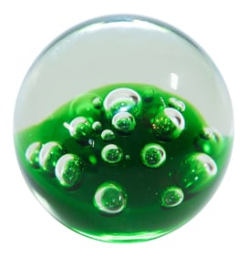 Kosta Boda Green and Clear Art Glass Collectable Paperweight