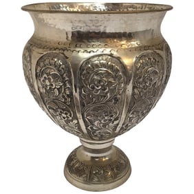 Anglo-Raj Style Silvered Footed Vase