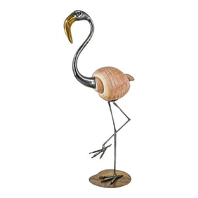 Gabriella Binazzi, Silver Plate, Brass & Large Seashell Flamingo, Signed