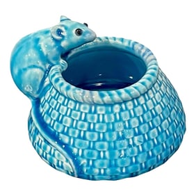 Late 19th Century French Aesthetic Turquoise Glazed Figural Mouse Vase