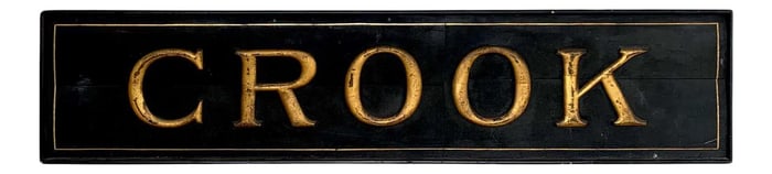 19th Century American Trade Sign 'Crook', Medina, Ny