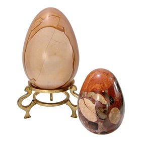 Large 1980s Stone Egg Sculptures - A Pair