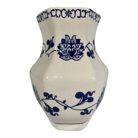 Small Chinoiserie Blue and White Hand Painted Vase