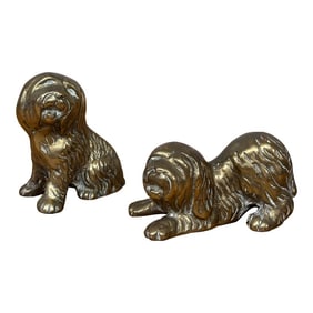 Vintage English Brass Dogs - a Pair