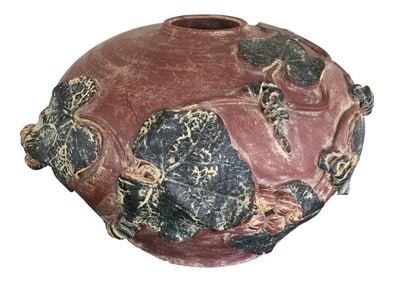 Rustic Terra Cotta Grape Detail Clay Vase