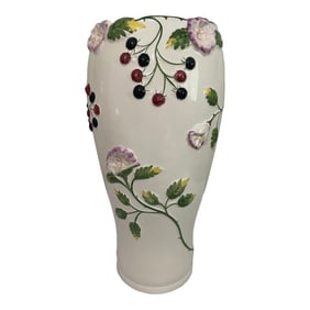 1950s Tall Ceramic Floral Floor Vase or Umbrella Stand