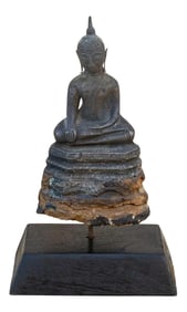 Early 19th Century Wood and Metal Alloy Burmese Buddha