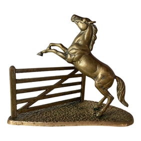 Vintage English Brass Horse Jumping Fence