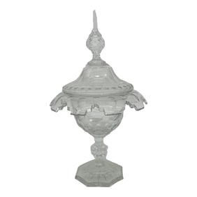 Antique Anglo-Irish Cut Crystal Lidded Urn