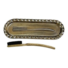 Late 19th Century Victorian Silverplated Toothbrush Tray & Brush Set by James W. Tufts Co, Boston