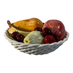 Vintage Italian Ceramic Fruit Bowl / Basket Centerpiece