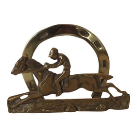Brass Hermes Style Jockey on Horse Desk Letter Holder