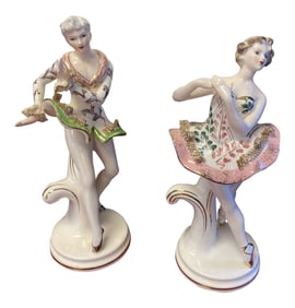 1980s Venetian Style Ceramic Figures - a Pair