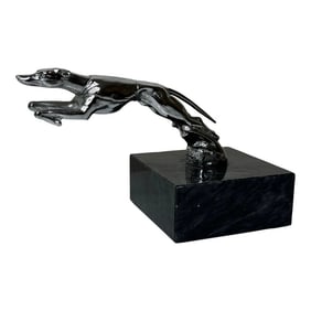 1930s Art Deco Louis Lejeune Chrome Plated Racing Greyhound of the Road Classic Mascot