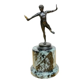 Late 19th Century Diminutive Grand Tour Bronze 'Balancing Faun' on Marble Pedestal - A Pair