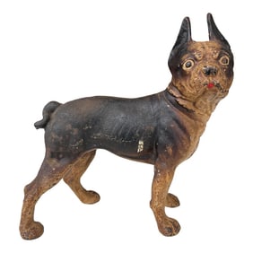 Antique Cast Iron Boston Terrier Dog Doorstop