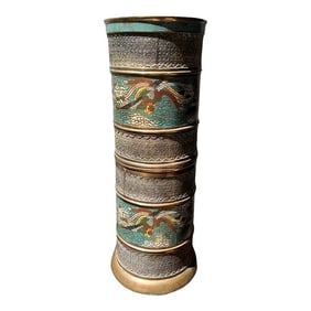 Antique Chinese Bronze & Cloisonné Phoenix Umbrella Stand