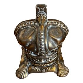 English Brass Crown Elizabeth Coronation Commemorative Coin Bank