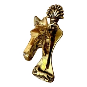 Vintage English Brass Door Knocker With Horse Head and Fox
