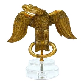 18th C. English Carved Giltwood Eagle Facing Left, on Lucite Pedestal Base