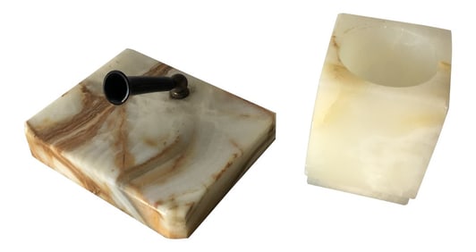 1970s Marble Pen Holder and Pencil Holder