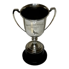 British Sheffield Silver Plate Warwickshire Pigeon Thurso 1st Racing Trophy Winner Cup, Dated 1952