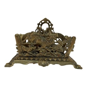 Late 19th Century Antique Bradley and Hubbard Brass Letter Holder With Hunting Scene