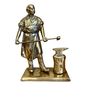 Brass Blacksmith With Anvil Figure