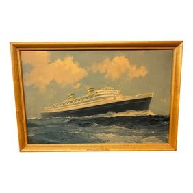 Vintage Holland America Line Ship Advertising Art
