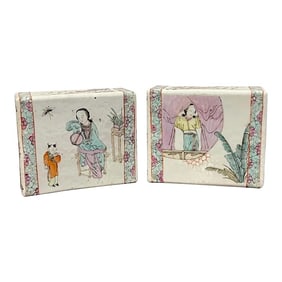 Early 20th Century Chinese Export Famille Verte Pillows - a Pair