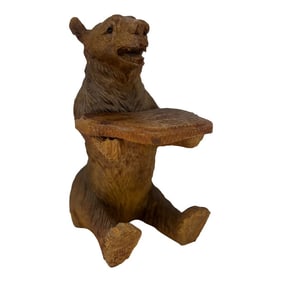 Antique Black Forest Carved Bear Form Table Top "Butler" Display