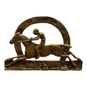Vintage English Brass Horse and Rider Letter Rack