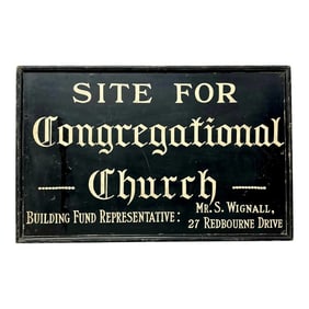 Antique English Hand Painted Wooden Sign
