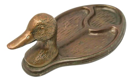 Vintage Brass Duck Head Vide Poche Trinket Valet Tray