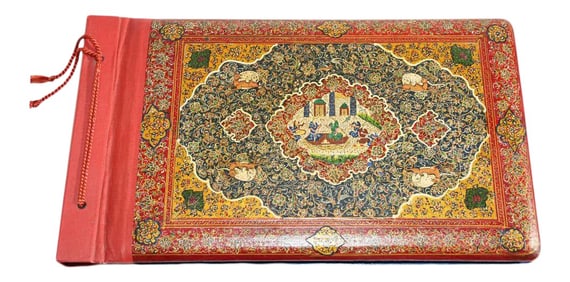 Hand Painted Middle Eastern Qajar Picture Photo Album, 19th Century