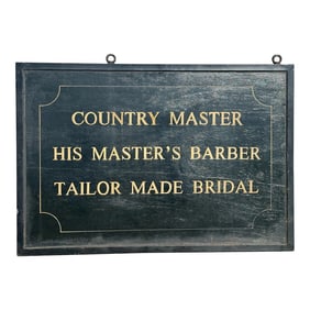 Antique English Country Barber and Tailor Double Sided Wooden Hand Painted Sign