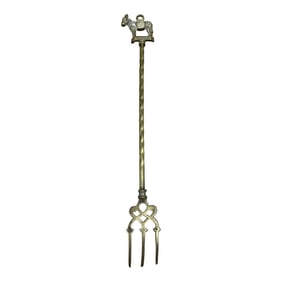 Vintage English Brass Toasting Fork With Clovelly Donkey