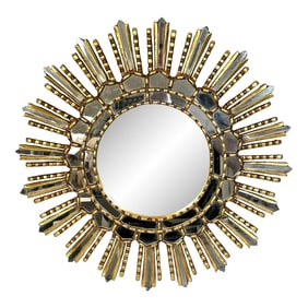 Mid 20th Century Italian Modern Giltwood Sunburst Mosaic Mirror
