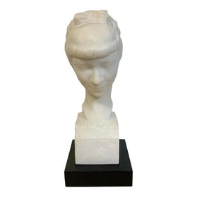 Mid 20th Century French Modern Marble Portrait Bust of a Lady, by L. Cordonnier, 1951