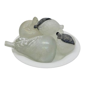 Late 20th Century Barovier & Toso Murano Glass Fruit Bowl & Fruit Sculpture, Signed Set of 6