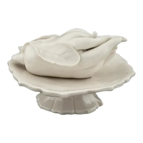 Early 20th Century Chinese Export Buddha's Hand Citron Altar Fruit on Tazza, Blanc De Chine